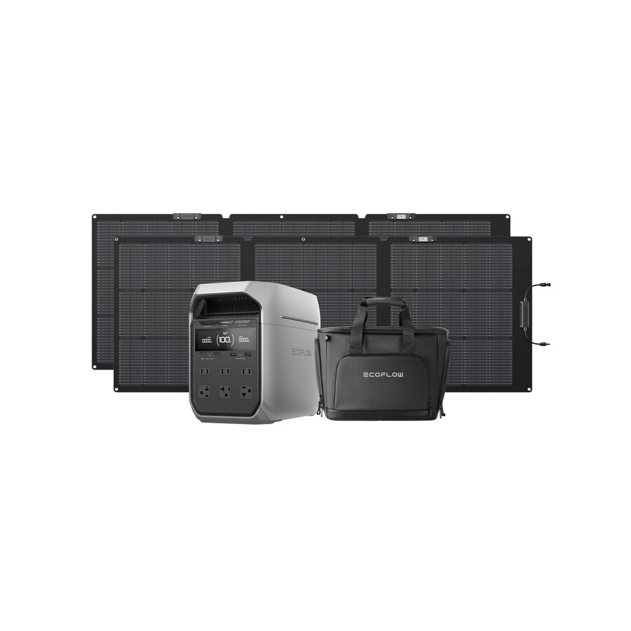 ecoflow delta 3 plus portable power station 2 x 220w solar panel delta 3 series bag