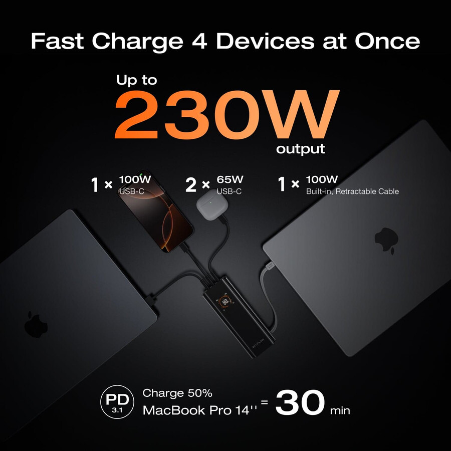 ecoflow rapid pro power bank20000mah 230w 100w built-in cable