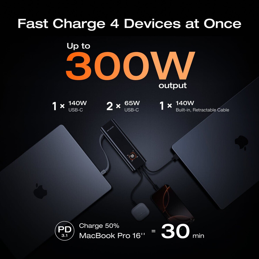 ecoflow rapid pro power bank 27650mah 300w 140w built-in cable
